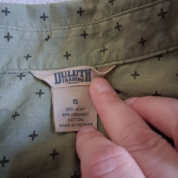 Duluth Trading Co. Women's Small Dark Sage Green Printed Artisan Hemp Shirt - Picture 6 of 13